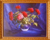 Roses  against blue background
